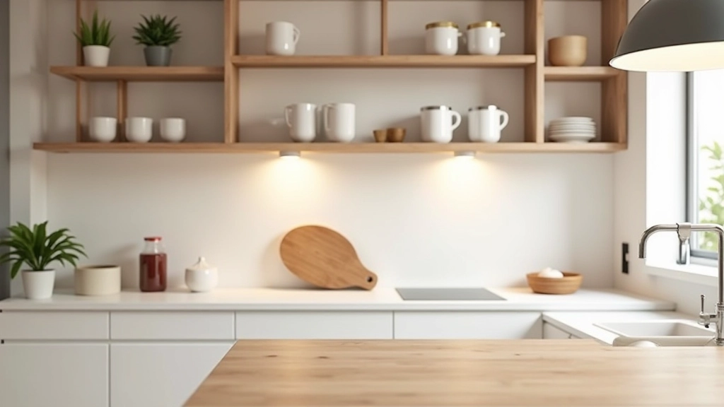 Kitchen with efficient storage solutions including pull-out drawers, vertical shelving, and organized pantry